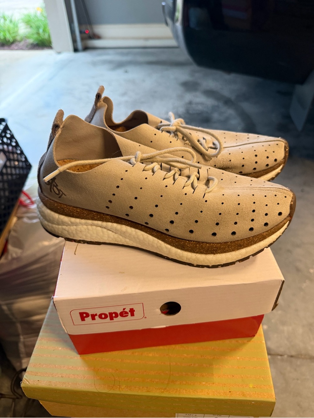 OTBT Women's Beige Perforated Lace-Up Sneakers